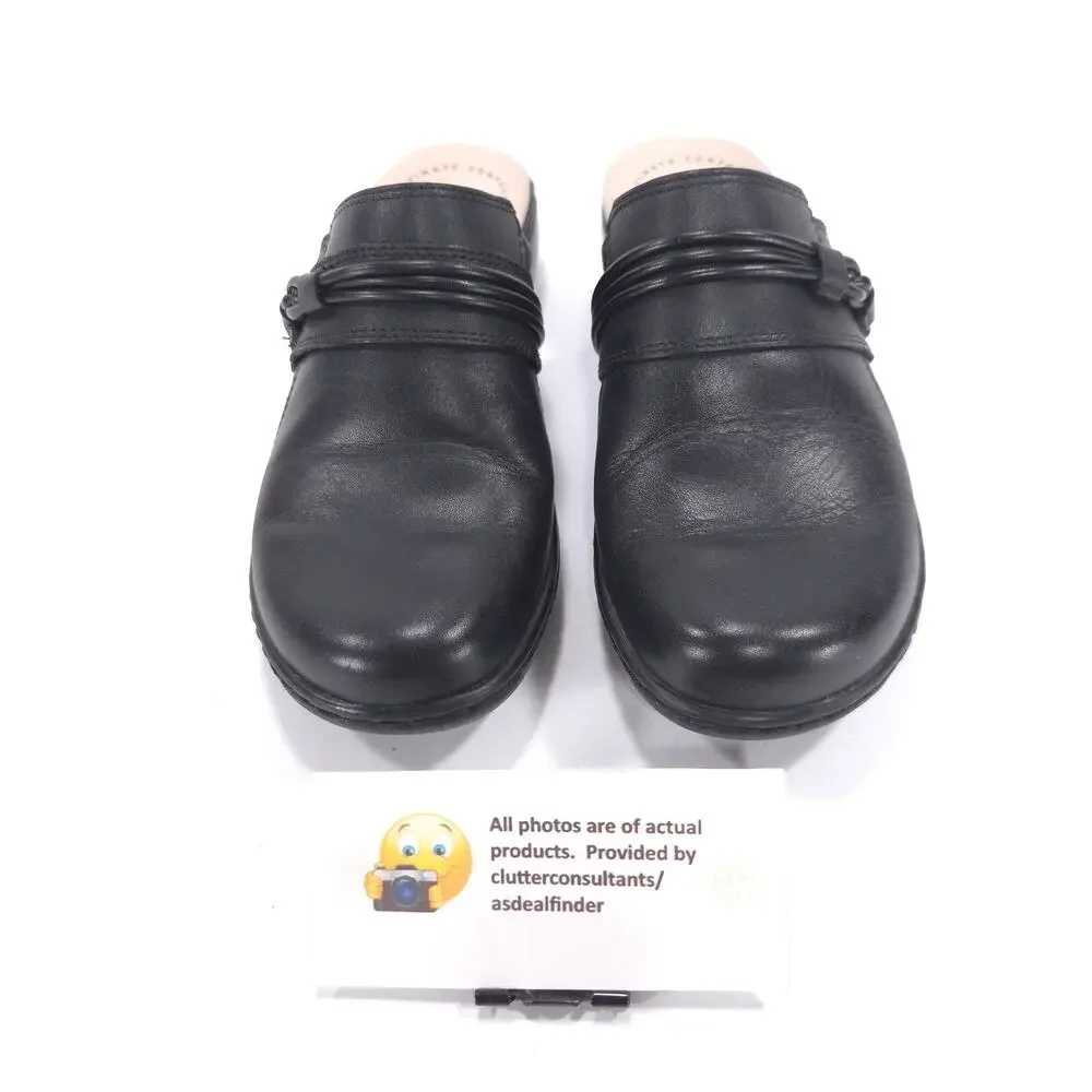 Collection by Clarks Leather Mule Clog Flat Shoe Womens Size 5 22545 Black